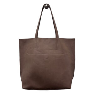 Roots Leather Tote Bag Minimalist Brown Shopper